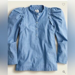 J. Crew Blue Chambray Denim Long Sleeve Top
